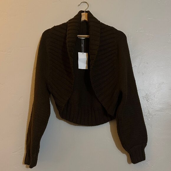 Et Clet Brown Knit Bolero Sweater Size Small - Picture 1 of 4